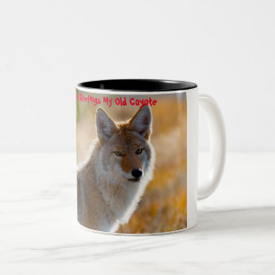 Christmas Greetings My Old Coyote Two-Tone Coffee Mug