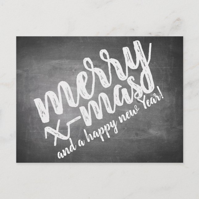 Christmas Greetings on the Chalk Board Holiday Postcard (Front)