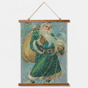 Christmas Greetings-Retro Santa Claus Postcard Hanging Tapestry