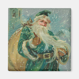 Christmas Greetings-Retro Santa Claus Postcard Magnet
