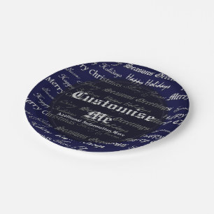 Christmas Greetings (Silver) Paper Plate