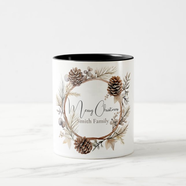 Christmas Greetings  Two-Tone Coffee Mug (Center)