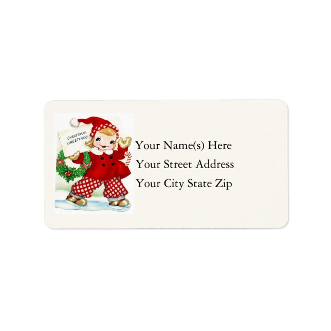Christmas Greetings Vintage Address Label (Front)