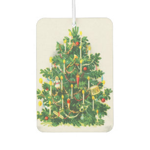 Christmas Greetings, vintage card, Christmas Tree Car Air Freshener