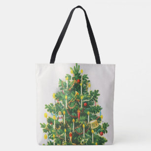 Christmas Greetings, vintage card, Christmas Tree Tote Bag