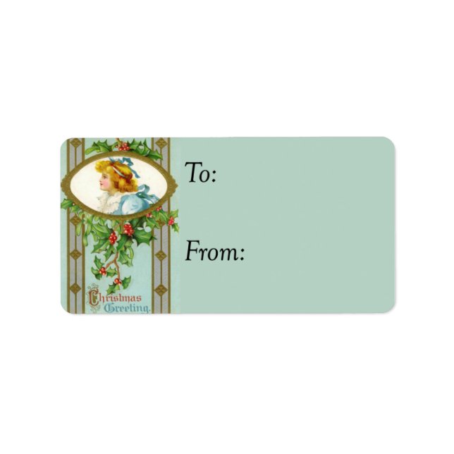 Christmas Greetings Vintage Gift Tag (Front)