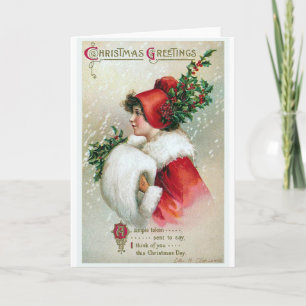 "Christmas Greetings" Vintage Holiday Card