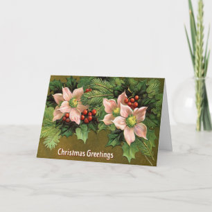 Christmas Greetings Vintage Holiday Card