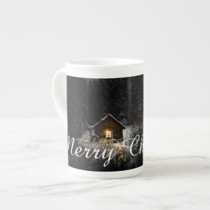 Christmas Greetings with Witch House Bone China Mug