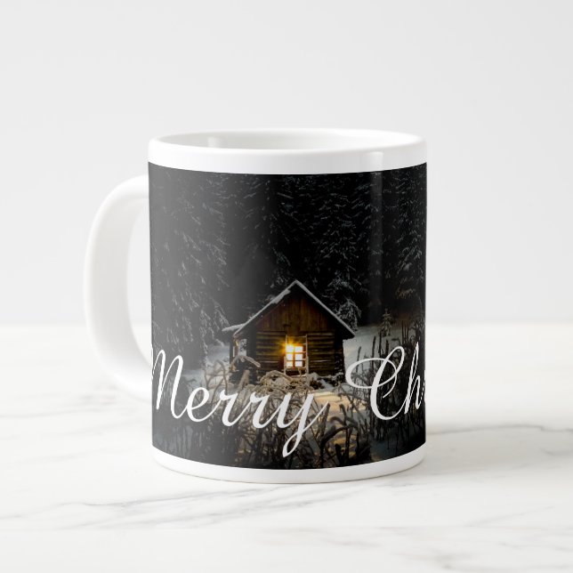 Christmas Greetings with Witch House Large Coffee Mug (Front Left)