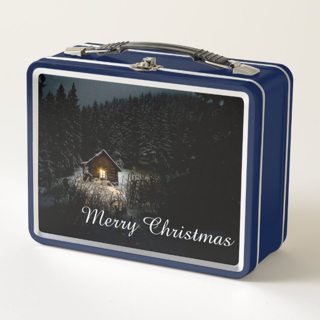 Christmas Greetings with Witch House Metal Lunch Box (Front)