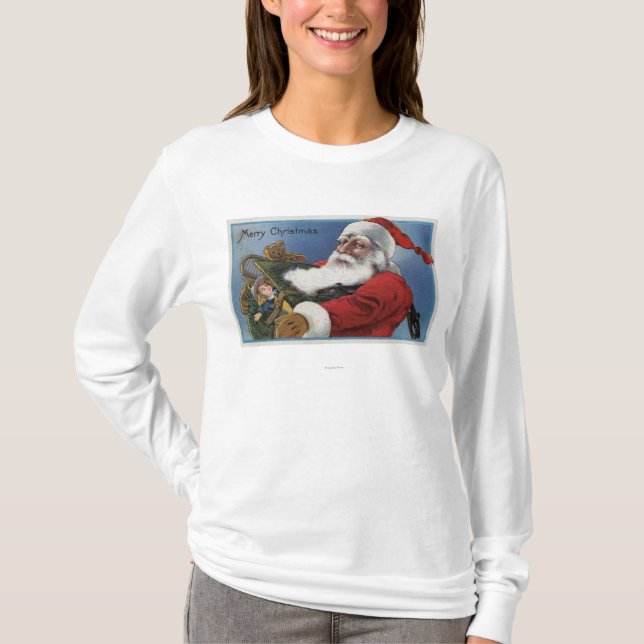 Christmas GreetingSanta and Gifts T-Shirt (Front)