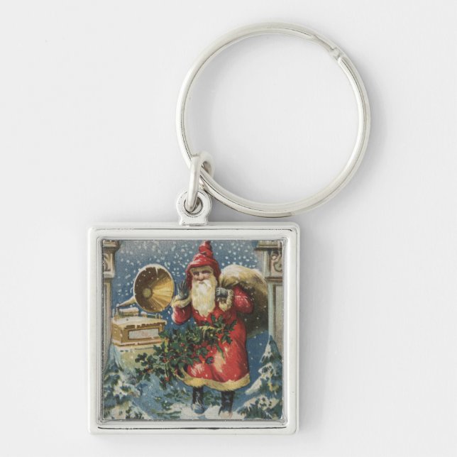 Christmas GreetingSanta and Record Player Key Ring (Front)