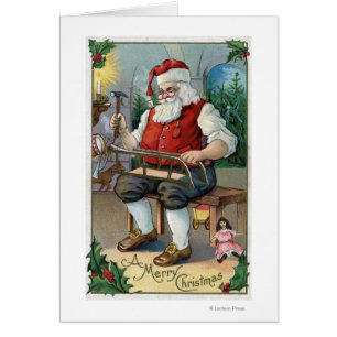 Christmas GreetingSanta Building Sled