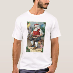 Christmas GreetingSanta Building Sled T-Shirt