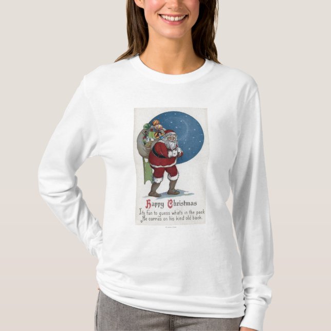 Christmas GreetingSanta Carrying Gifts T-Shirt (Front)