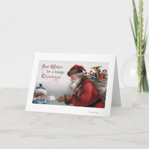 Christmas GreetingSanta Getting Letter Holiday Card