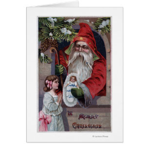 Christmas GreetingSanta Giving Doll
