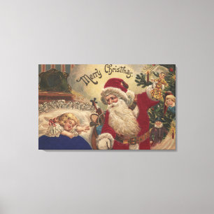 Christmas GreetingSanta Hanging Ornaments Canvas Print