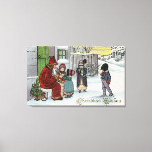 Christmas GreetingSanta Sitting Canvas Print