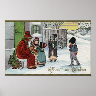 Christmas GreetingSanta Sitting Poster