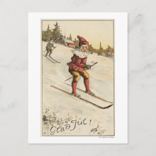 Christmas GreetingSanta Skiing Holiday Postcard