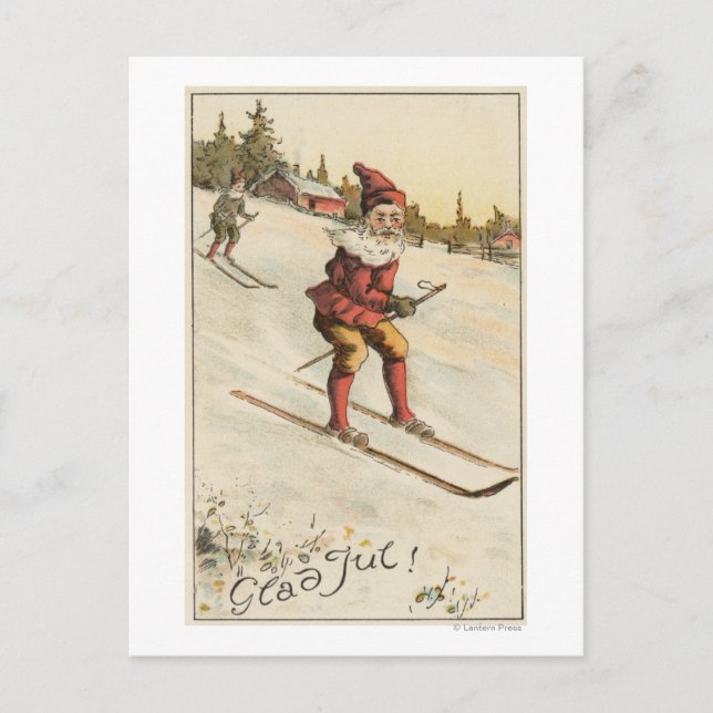 Christmas GreetingSanta Skiing Holiday Postcard (Front)