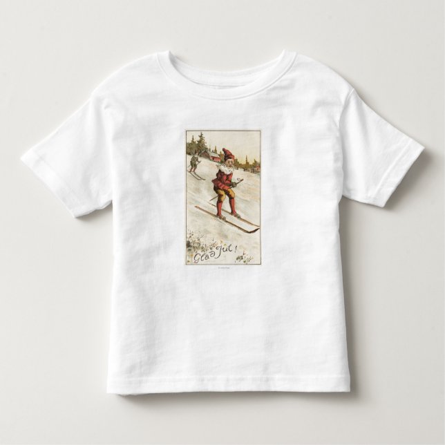 Christmas GreetingSanta Skiing Toddler T-Shirt (Front)
