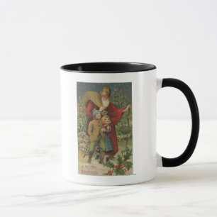 Christmas GreetingSanta Walking with Kids Mug
