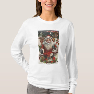 Christmas GreetingSanta with Deer and Kids T-Shirt