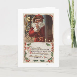 Christmas GreetingSanta with Hand on Beard Holiday Card