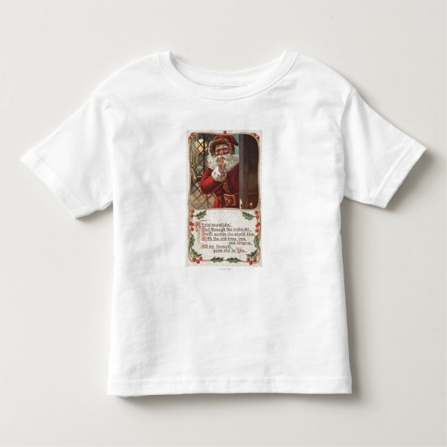 Christmas GreetingSanta with Hand on Beard Toddler T-Shirt (Front)