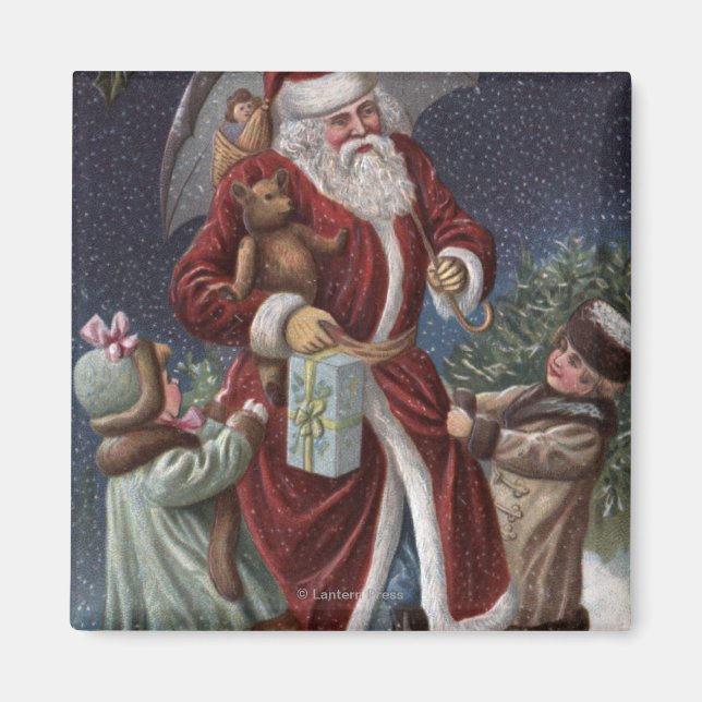Christmas GreetingSanta with Umbrella Magnet (Front)