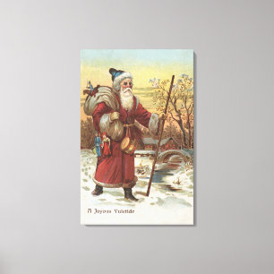 Christmas GreetingSanta with Walking Stick Canvas Print