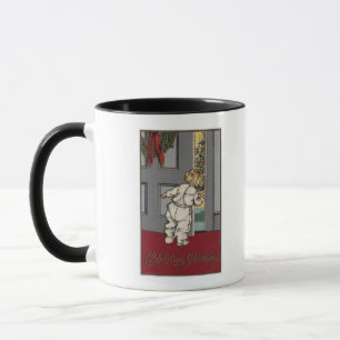 Christmas GreetingsKid Peeking for Santa Mug