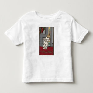 Christmas GreetingsKid Peeking for Santa Toddler T-Shirt