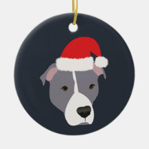 Christmas Grey and White Pitbull