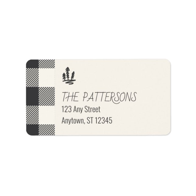 Christmas Grey Buffalo Plaid Return Address Label (Front)