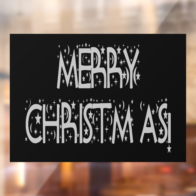 Christmas Grey Stars Night Black 11x8 Decor Vinyl (Sheet 2)