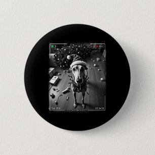 Christmas Greyhound Caught On Camera 6 Cm Round Badge