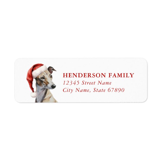 Christmas Greyhound Dog Return Address Labels (Front)