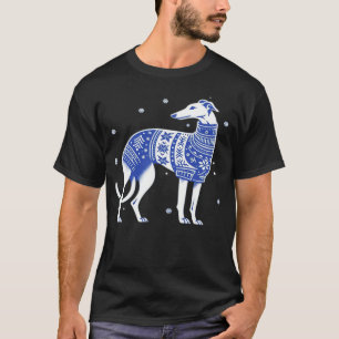 Christmas Greyhound Dog Wearing an Ugly Sweater Bl