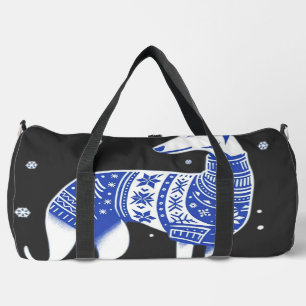 Christmas Greyhound Dog Wearing an Ugly Sweater Bl Duffle Bag