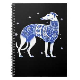 Christmas Greyhound Dog Wearing an Ugly Sweater Bl Notebook