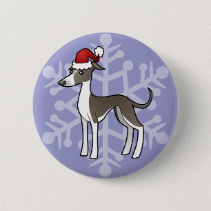 Christmas Greyhound / Whippet / Italian Greyhound 6 Cm Round Badge