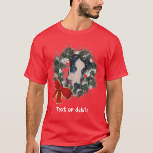 Christmas Greyhound Wreath Personalized T-Shirt