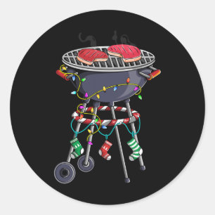Christmas Grill Design For Holiday Themed Christma Classic Round Sticker