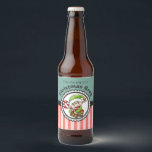 Christmas Grog with a Holiday Elf Illustration Beer Bottle Label<br><div class="desc">A beer or wine label personalised with your name and titled "Christmas Grog". All text can be customised. The design is a cute Christmas elf in a festive green outfit holding onto a red and white striped candy cane. The background is a layered design with pastel green on the top...</div>