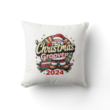 Christmas Grooves Retro Pillow: Cosy Holiday Nosta