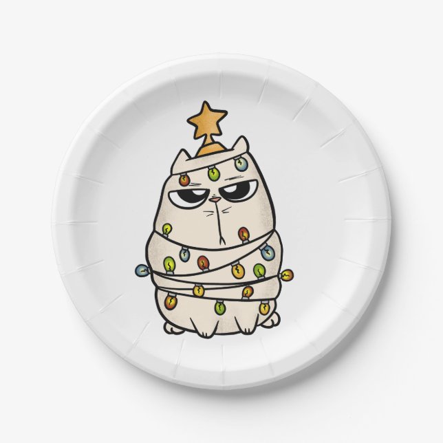 Christmas grumpy cat paper plate (Front)